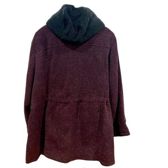 Avenue Sherpa Hooded jacket coat women’s size 3X Burgundy Black - Picture 3 of 7